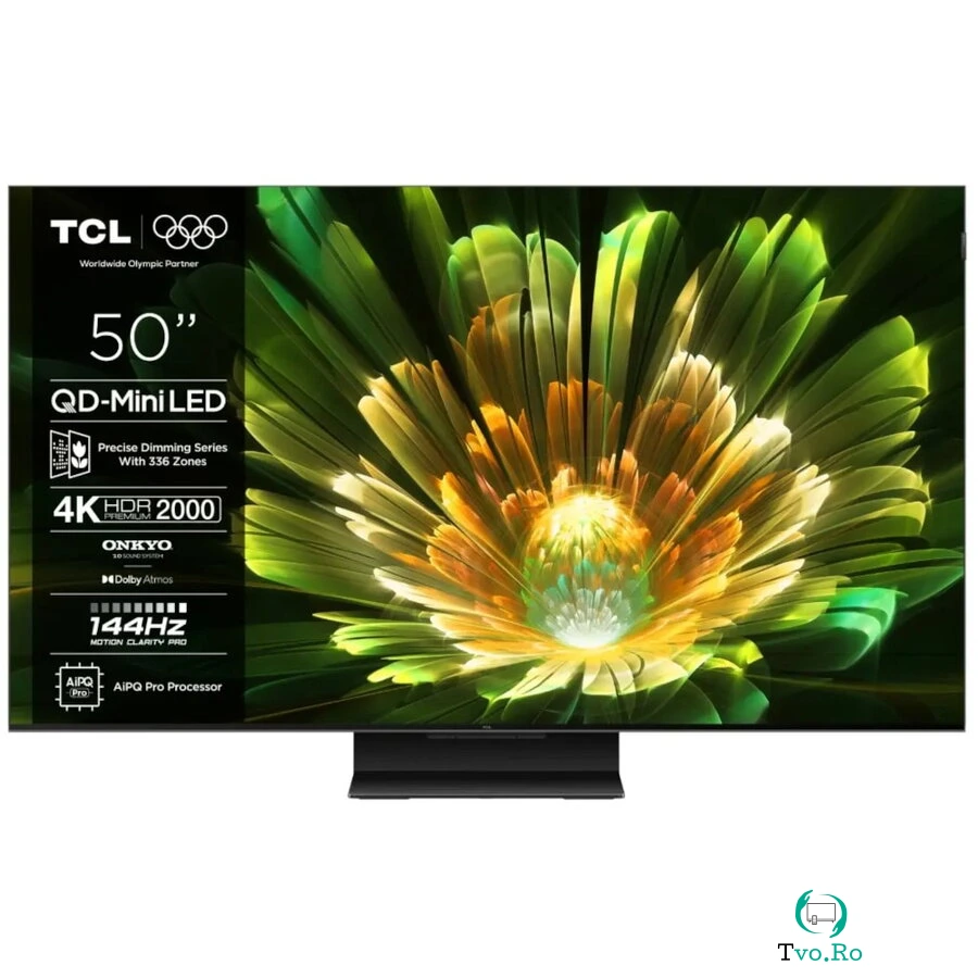 TCL Televizor smart Mini LED TCL 50Q7C, 126 cm, Ultra HD 4K, WiFi, Clasa F, Negru