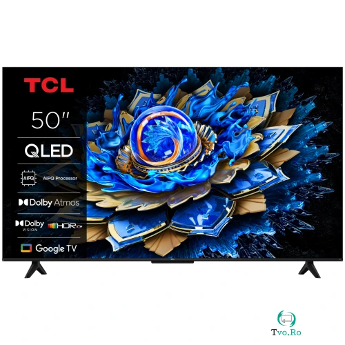 TCL Televizor TCL QLED 50T69C, 126 cm, Smart Google TV, 4K Ultra HD, (Model 2025), Negru la 1,649.99 lei ron