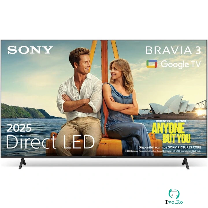 Sony Televizor Sony Bravia 3 K65S35B, Smart, Diagonala 164 cm, LED TV, Ultra HD 4K, Google TV, CI+, Negru