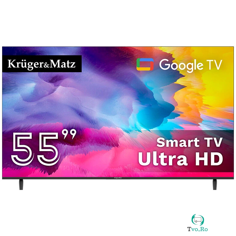 Televizor LED Smart KM0255UHD-G 55Inch Ultra HD Google TV Wi-Fi Negru