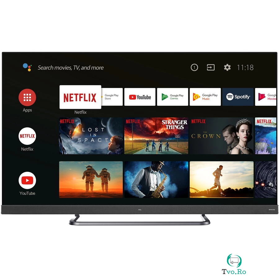 TCL Televizor LED Smart Android TCL 139 cm, 55EC780, 4K Ultra HD, Clasa A+, Negru la 2,149.00 lei ron