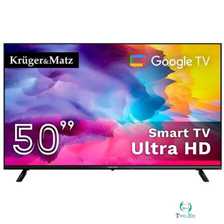 Kruger&Matz Televizor LED Kruger&Matz KM0250UHD-SA, Smart Ultra HD, GoogleTV, 127 cm, 60Hz, 8Ms, 3840x2160 pixeli, Negru