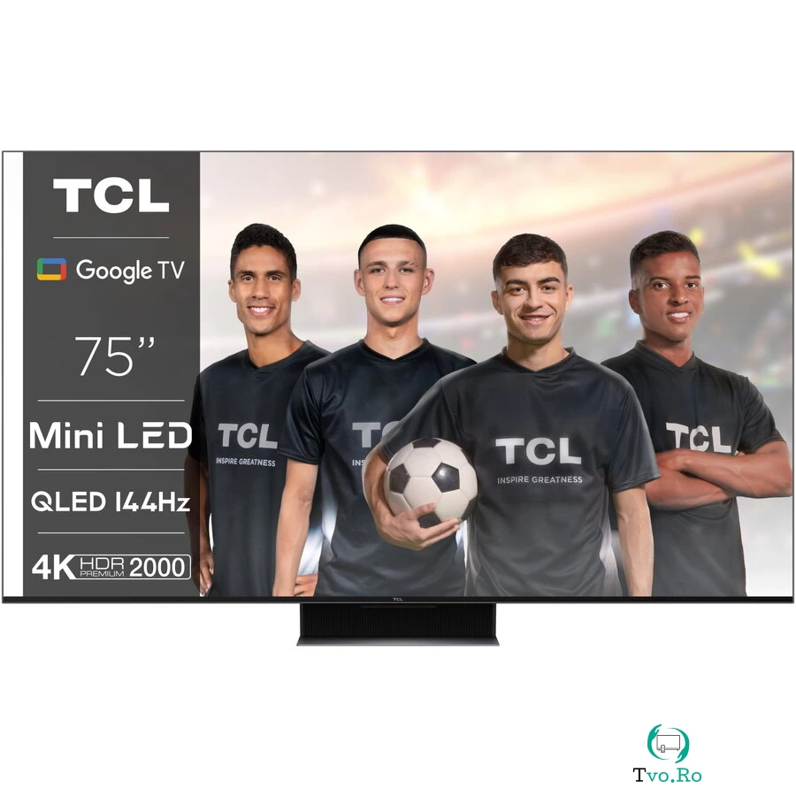 TCL Televizor TCL MiniLed 75C845, 189 cm, Smart Google TV, 4K Ultra HD, 100hz, Clasa F, Negru