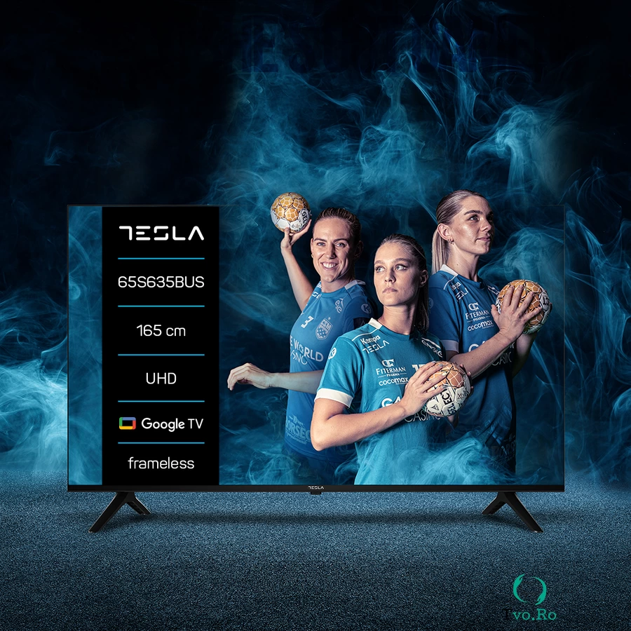 TESLA Televizor Tesla LED 65S635BUS, 164 cm, Smart Google TV, 4K Ultra HD, Clasa F, Negru