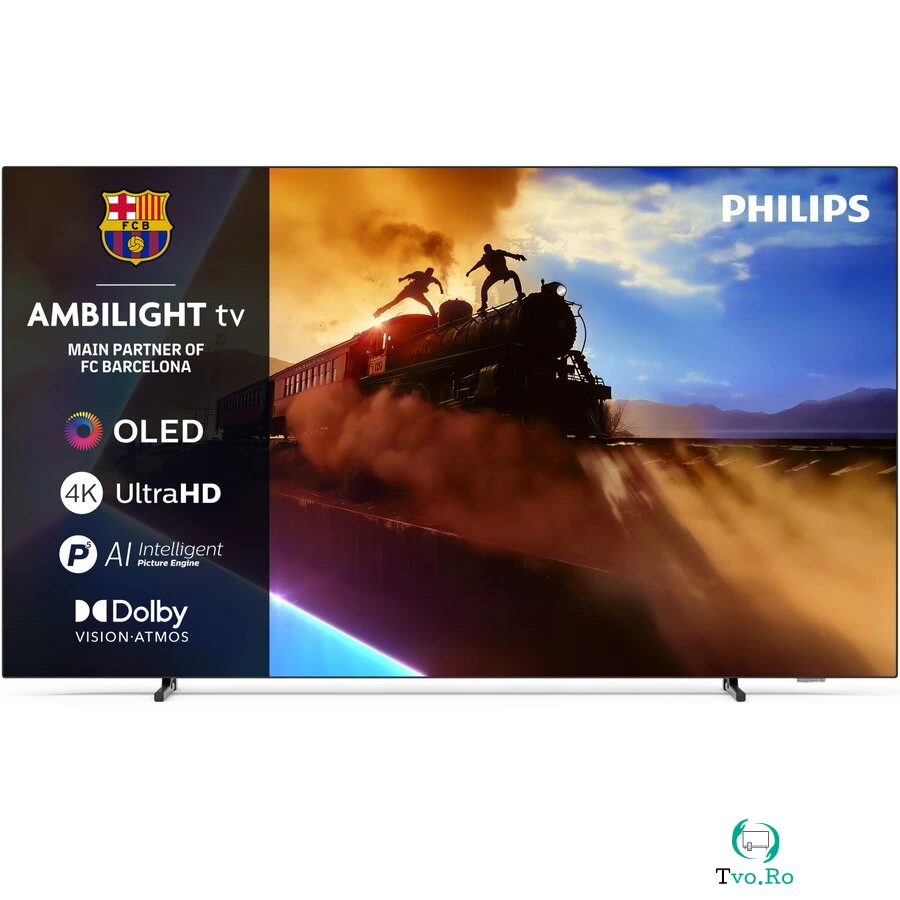 Philips Televizor Philips Ambilight TV OLED 48OLED770, 121 cm, Smart TV, 4K Ultra HD, 100 Hz, Clasa F (Model 2025), Argintiu
